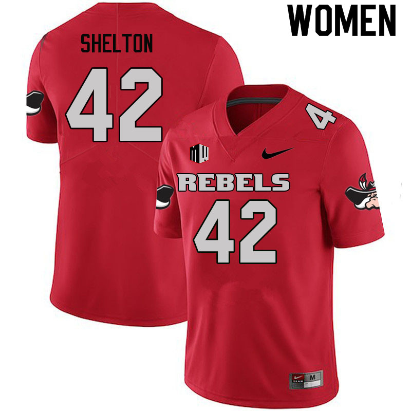 Women #42 Elijah Shelton UNLV Rebels College Football Jerseys Sale-Scarlet